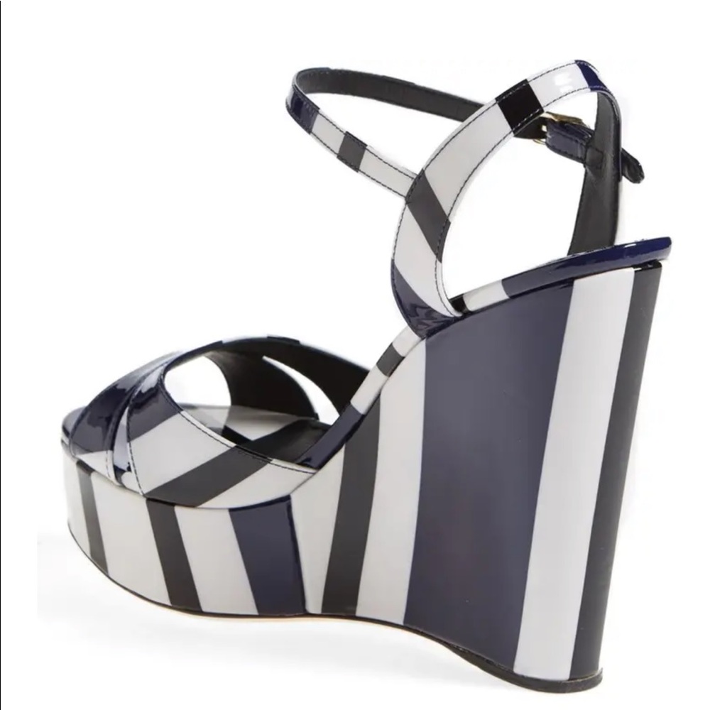 Dolce & Gabbana nautical stripe platform wedge sandal. 4.5 inch heel - Picture 4 of 10